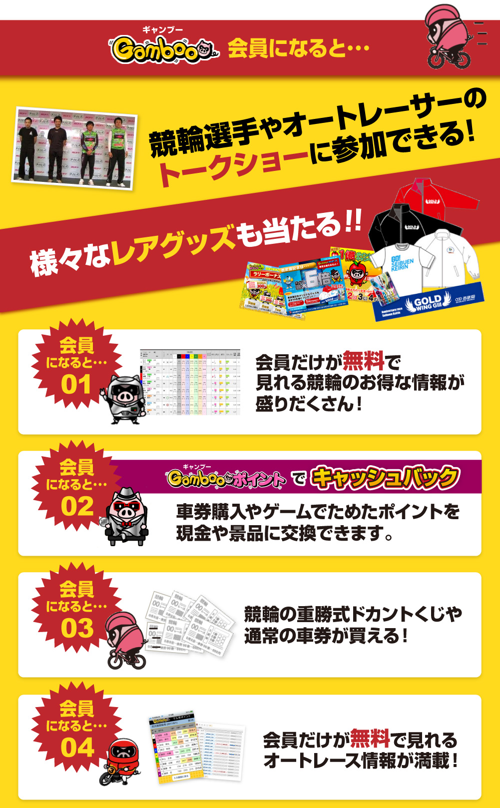 ギャンブー会員になるといろんな特典が満載