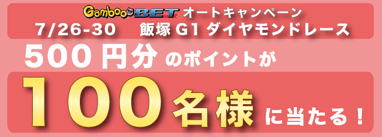 【飯塚G1】100名様に500円分のポイントが当たる！