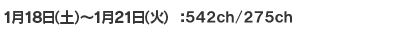 1月18日(土)～1月21日(火) 542ch/275ch
