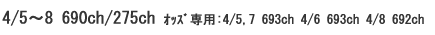 4月18日(木)～4月21日(日) 390ch