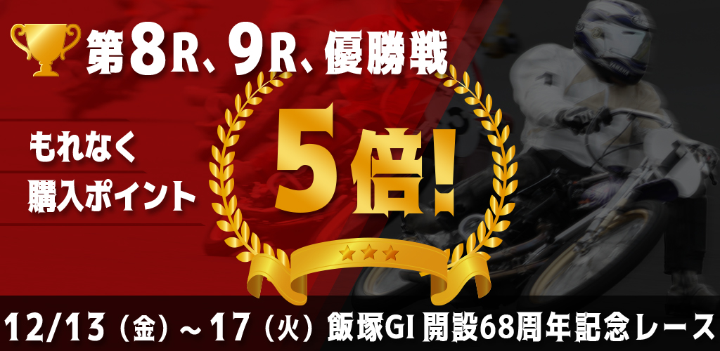 【飯塚GI】対象レースもれなく購入ポイント5倍！