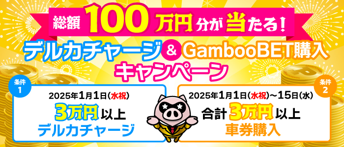 総額100万円分が当たる！デルカチャージ&GambooBET購入キャンペーン(1月)