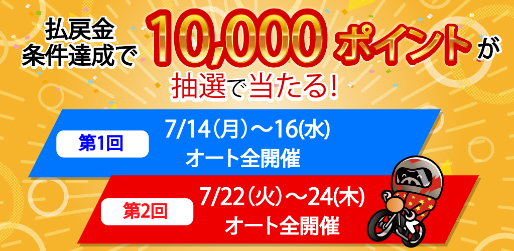 払戻金条件達成で1万円分のポイントが当たる！ 