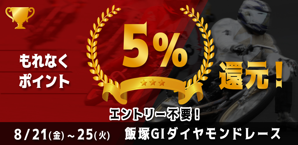 【エントリー不要】飯塚GIがおトク！もれなく5%還元！