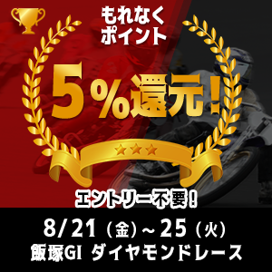 【エントリー不要】飯塚GIがおトク！もれなく5%還元！
