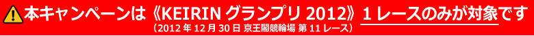対象はKEIRINグランプリ2012の1レースのみ